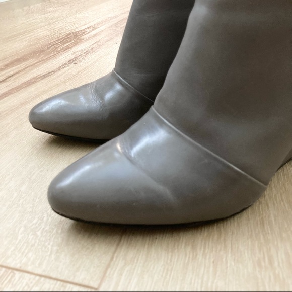 Aldo Gray Leather Wedge Booties - Picture 2 of 8